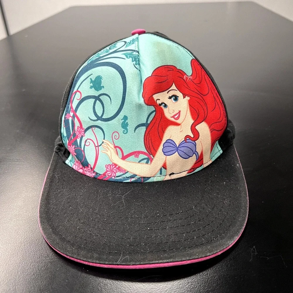 Disney Princess Ariel Hat Cap Snap Back Little Mermaid Graphic‎ Blue Pink